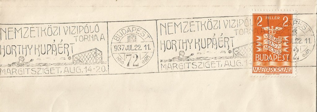 I due annulli del 22 Luglio 1937 risulterebbero essere tra i primi, se non i primi, pezzi filatelici dedicati alla pallanuoto